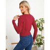 Women's Cropped Sweater Cardigan Long Sleeve V-Neck Sweater Rib Open Front Shrugs - 4 of 4