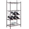 Kings Brand Furniture Freestanding Floor Metal Wine Rack Stand, Wine Bottle Liquor Cabinet with Glass Holder & Storage Shelves – Bronze - 2 of 4