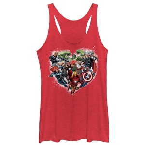 Women's Marvel Valentine's Day Avenger Heart Collage Racerback Tank Top - 1 of 3