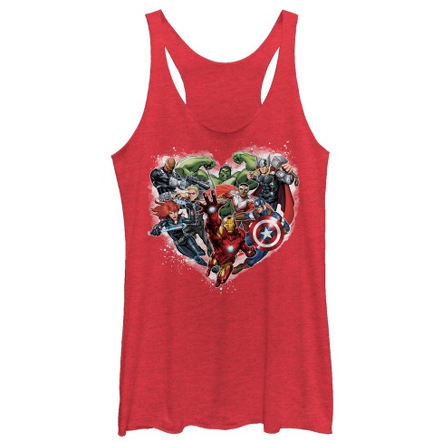 Women's Marvel Valentine's Day Avenger Heart Collage Racerback Tank Top - image 1 of 3