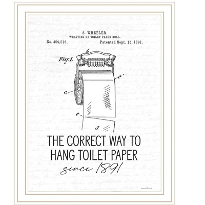 HomeRoots Correct Way to Hang Toilet Paper White Framed Print Bathroom Wall Art