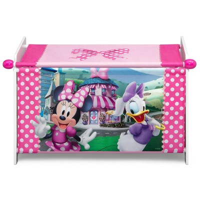 Pink Minnie Mouse Toy Box with Retractable Fabric Top