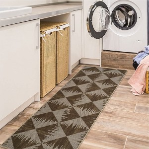 Geometric Diamond Washable Non Slip Area Rug Kitchen Runners for Laundry Room Retro Striped Indoor Rug - 1 of 4