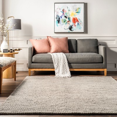 Hand-Tufted Light Grey Wool Blend 8' x 10' Oval Area Rug