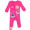 Pinkfong Baby Shark 2 Pack Zip Up Sleep N' Play Coveralls Pink / Gray - 2 of 4