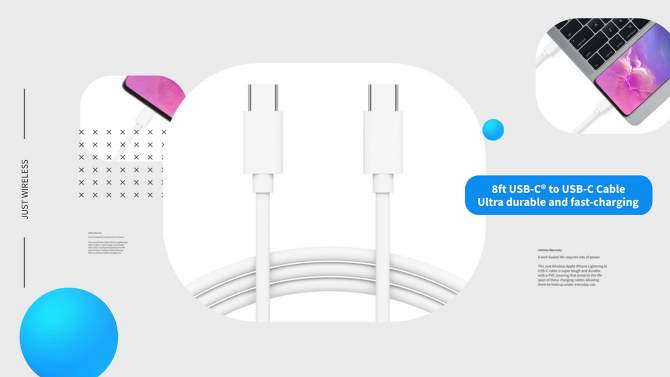 Just Wireless USB-C to USB-C PVC Cable - White, 2 of 8, play video