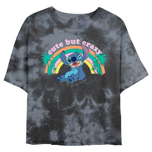 Junior's Women Lilo & Stitch Cute But Crazy Crop T-Shirt - 1 of 4
