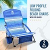 Trapper’s Peak 2 Pack Low Profile Folding Beach Chairs with Cup Holder, Carry Bag, Blue Stripes – Outdoor Camping Chairs for Lawn and Patio - 3 of 4