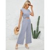 Womens Wide Leg Casual Jumpsuits Cap Sleeve Summer One Piece Outfits Crewneck Romper Criss Cross V-Back - 2 of 4
