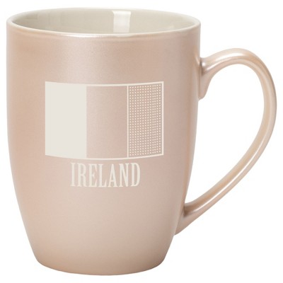 Elanze Designs Ireland Irish Flag 10 Ounce Ceramic Laser-Etched Engraved Drinkware Mug, Metallic Precious Pearl