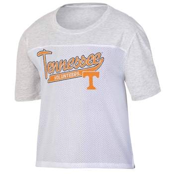 NCAA Tennessee Volunteers Women's White Mesh Yoke T-Shirt