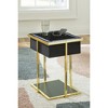 Signature Design by Ashley Rexwell Smart Accent Table with Bluetooth Speaker & Wireless Charging, Black & Gold Finish - 2 of 4