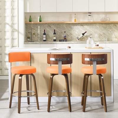 Bekrvio 29'' Counter Height Swivel Bar Stools, Faux Leather Upholstered