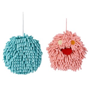REGALWOVEN 2 Pcs Cute Comfortable Soft Absorbent Chenille Fuzzy Hand Towel - 1 of 4