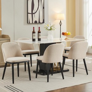 Coucheta Dining Chairs Set - Modern Upholstered with Curved Backrest & Wood Legs, Armless for Restaurant/Cafe - 1 of 4