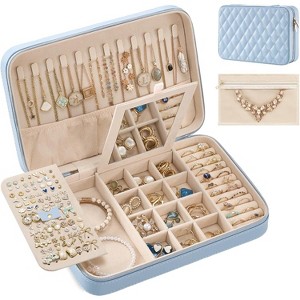 Portable Travel Jewelry Case with Mirror and Clear Storage Compartments - 1 of 4