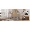 CAVINAS Twin Size Wood Montessori Bed,Modern Floor Bed with House Shaped Frame and Safety Fence,Toddler Bed for Bedroom,Gray - 2 of 4