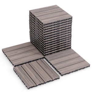 Costway 18/36 PCS Interlocking Deck Tiles Anti-slip Floor Tiles for Poolside All Weather Grey - 1 of 4