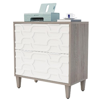 Gray and White 2-Drawer Legal Size Wood File Cabinet