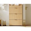 Modern Shoe Cabinet with 3 Flip Drawers & 2 Small Drawers & Hook, Slim Fluted Shoe Storage Organizer, Narrow Entryway Cabinet - 3 of 4
