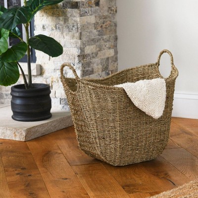 Natural Brown Seagrass Oval Woven Storage Basket