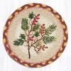 Earth Rugs Round Coaster – Berries & Evergreen Holly Design, 7"x7", Natural Braided Jute - 2 of 3