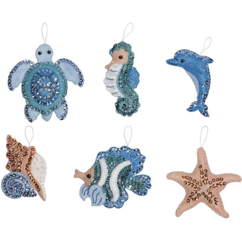 Bucilla Felt Ornaments Applique Kit Set Of 6-Under The Sea, 3 of 4
