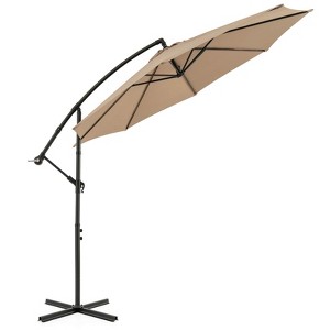 Costway 10FT Patio Offset Hanging Umbrella Easy Tilt Adjustment 8 Ribs Backyard Burgundy\Beige\Tan\Blue - 1 of 4