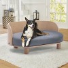 Corgi 26" Wide Small Dog Bed with Removable Cover,Velvet Cushion With Solid Wood legs and Bent Wood Back-The Pop Home - 3 of 4