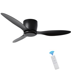 YUHAO  Indoor 6-speed Modern and Contemporary Flush Mount Black Ceiling Fan without Light and Remote Control - 1 of 4