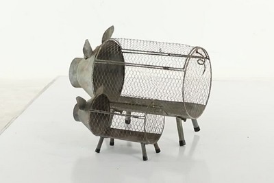 11" & 8" Wide 2pc Planters Farmhouse Metal Pigs - Olivia & May: Iron Garden Statues, No Drainage Holes, 2 of 7, play video