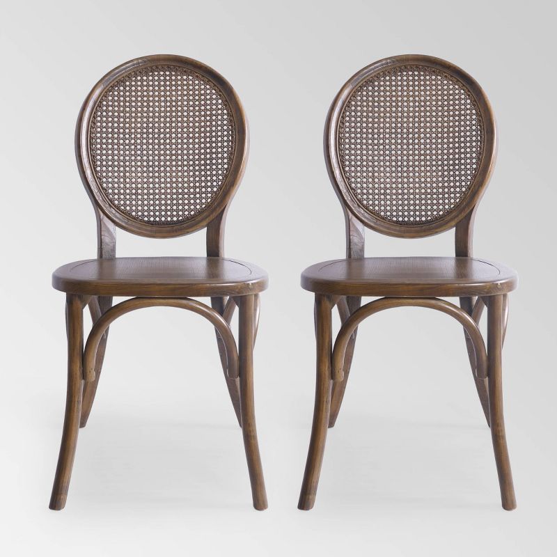 Set of 2 Chrystie Rattan Dining Chair - Christopher Knight Home, 1 of 7