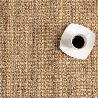 Handcrafted Artisanal Chunky Jute 4' Square Rug in Natural