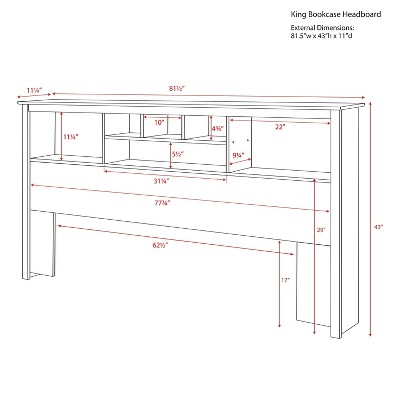 King Black Wood Bookcase Headboard with Storage