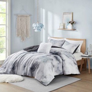 Sapphtopaz Washable Watercolor Tie Dye Comforter Set with Fur Decorative Pillow, Twin Sheet Set, Quilts Twin Size - 1 of 4