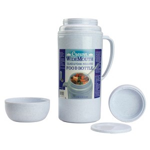 Brentwood Glass and Foam Vacuum-Insulated 40-oz. Wide-Mouth Food Bottle with Screw-on Bowl in White - 1 of 4