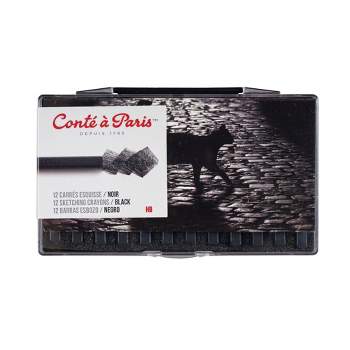 Conte Crayons in Plastic Box, HB Tip, Black, Pack of 12
