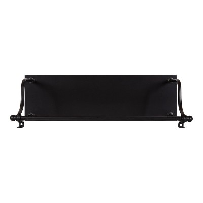 Walters 32'' Modern Black Wood and Metal 3-Tier Wall Shelf