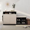 KWPZQEB Shoe Cabinet with Bench, Entryway Bench w/ Doors & Adjustable Shelves, Unique L-Shaped Bench Cabinet w/ Removeble Cushion for Hallway - 2 of 4