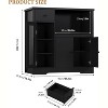 Homhougo Storage Cabinet with Adjustable Shelves & Microwave Stand, Buffet Sideboard with Drawer Black - 2 of 4