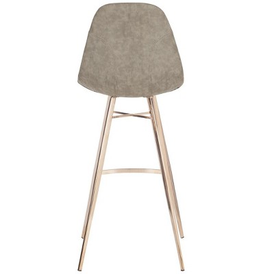 Taupe Faux Leather and Metal Bar Stool