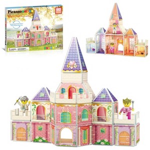 PICASSO-TILES Magnetic Tiles for Kids, 60PCS Princess Castle Theme, Construction STEM Building Blocks Educational Toy - 1 of 4
