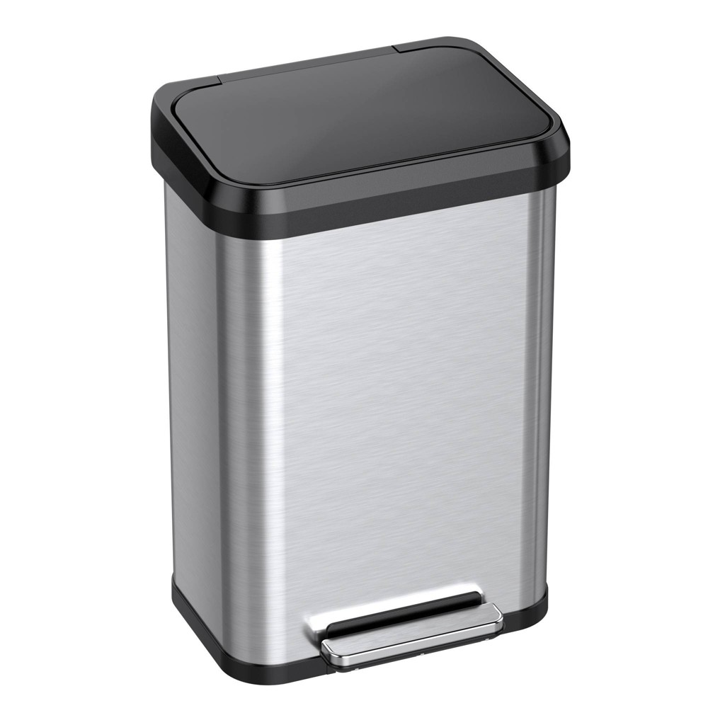 Photos - Barware iTouchless 13.2gal Exp Step Trash Can with Odor Filter and Plastic Lid