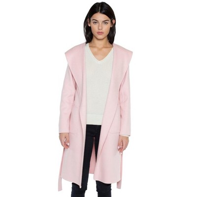 JENNIE LIU Women's Cashmere Wool Double Face Hooded Overcoat with Belt