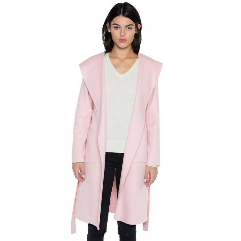 JENNIE LIU Women's Cashmere Wool Double Face Hooded Overcoat with Belt, 1 of 5