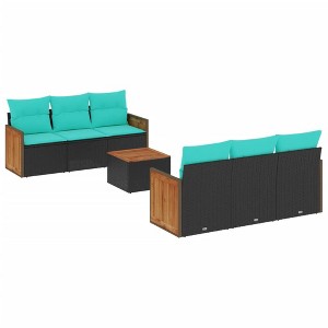 vidaXL 7 Piece Patio Sofa Set with Cushions - Black - 1 of 4