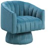 Maliang Dark Gray Velvet Accent Chair Modern Luxury Living Room Furniture, 1pc Swivel Chair Comfortable Barrel Back - 2 of 4