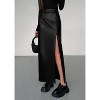 Women's 2025 Faux Leather Pencil Skirt - High Waist Slit Maxi for Office & Winter Fashion Black - 4 of 4