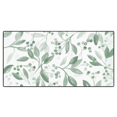 Laura Trevey Berries and Leaves Mint Desk Mat -Deny Designs