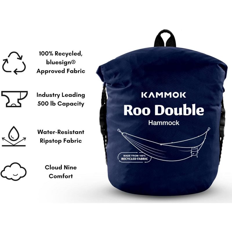 Kammok Roo Double Hammock with Stuff Sack | Waterproof Ripstop Nylon, Gear Loops | Lightweight for Camping and Backpacking, 4 of 11